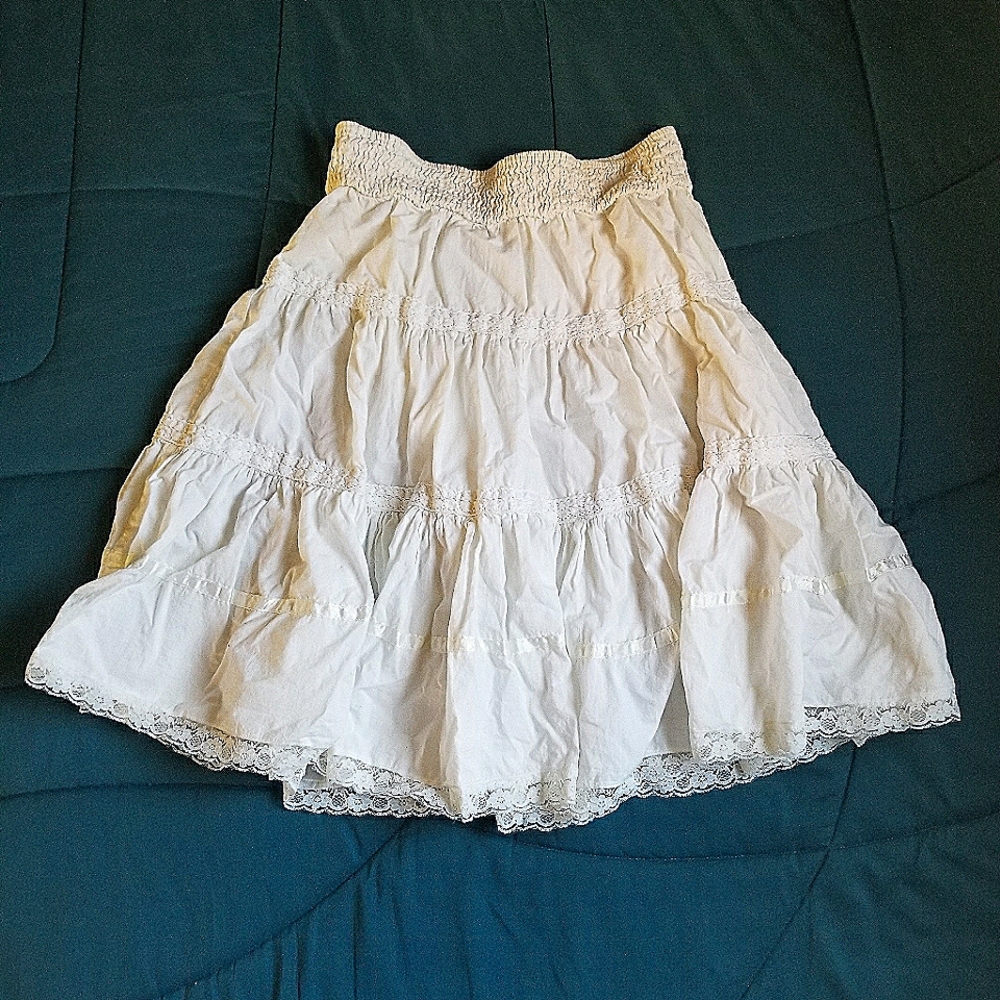 White Knit Boho Skirt